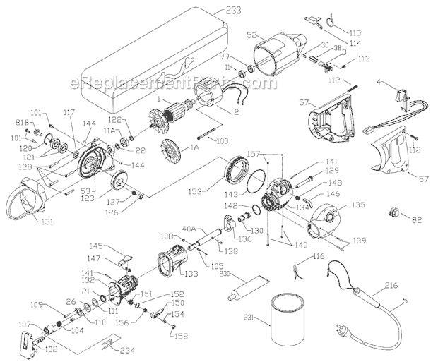 Page A Diagram and Parts List for 9740 Type 1 Porter Cable Reciprocating Saw